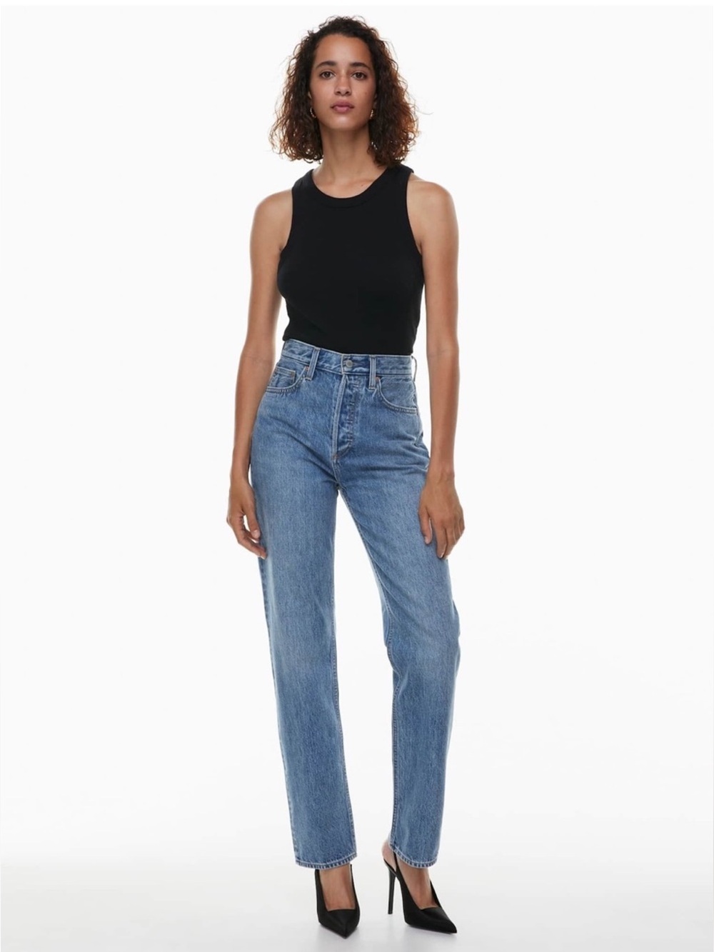 Denim Forum The Joni High Rise Loose Jeans 25 29L Aritzia Button Fly